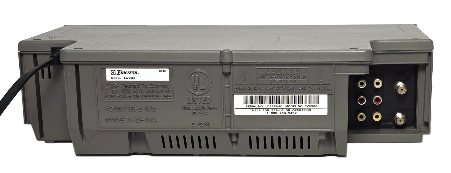 Emerson EWV603 VCR, 4-Head Hi-Fi Stereo - Rear