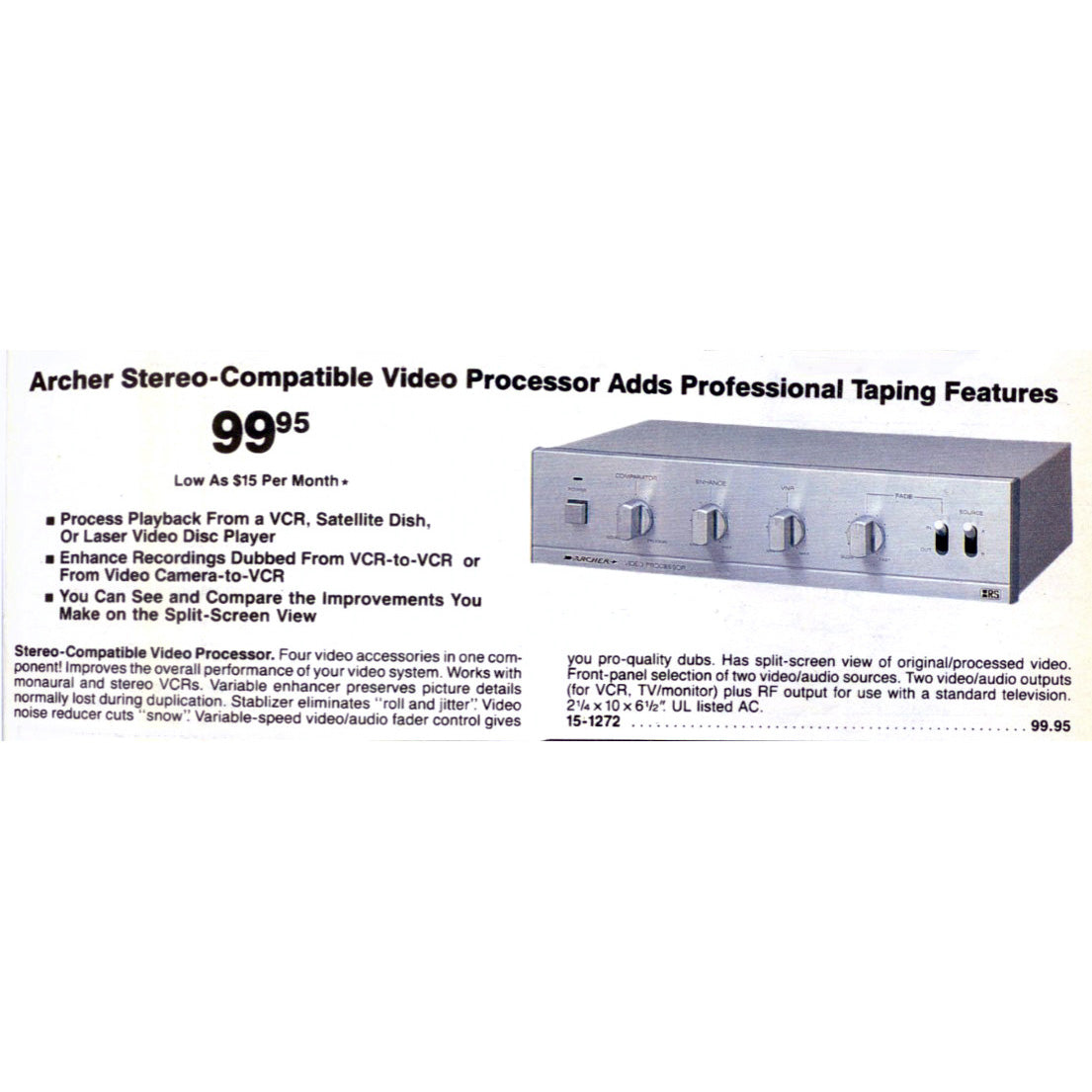 Radio Shack Archer 15-1272A Video Processor