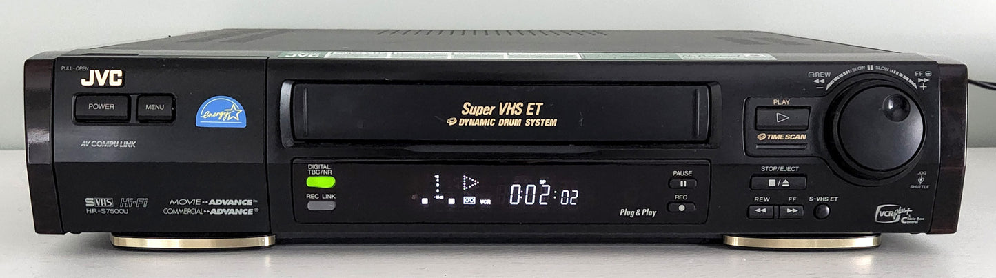 JVC HR-S7500U VCR, 4-Head Hi-Fi Stereo, Super VHS - Front