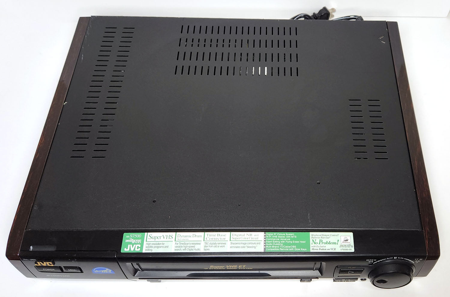 JVC HR-S7500U VCR, 4-Head Hi-Fi Stereo, Super VHS - Top