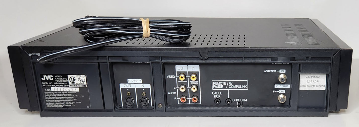 JVC HR-S7500U VCR, 4-Head Hi-Fi Stereo, Super VHS - Back