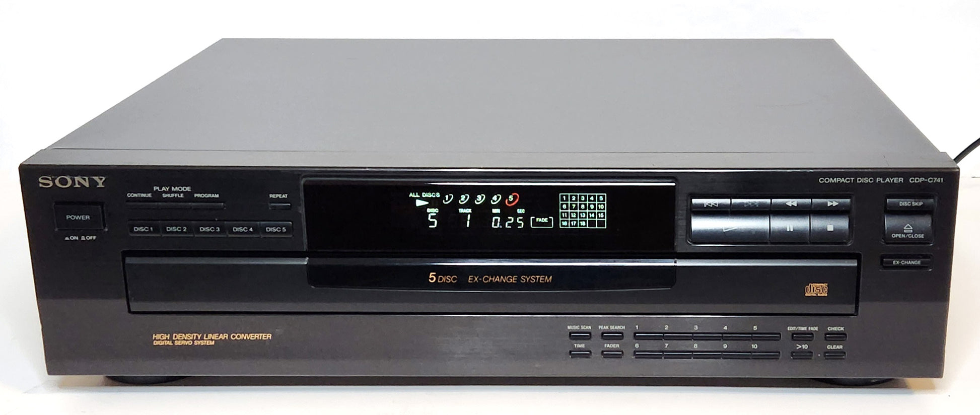 Sony CDP-C741 5-Disc Carousel CD Changer - Front