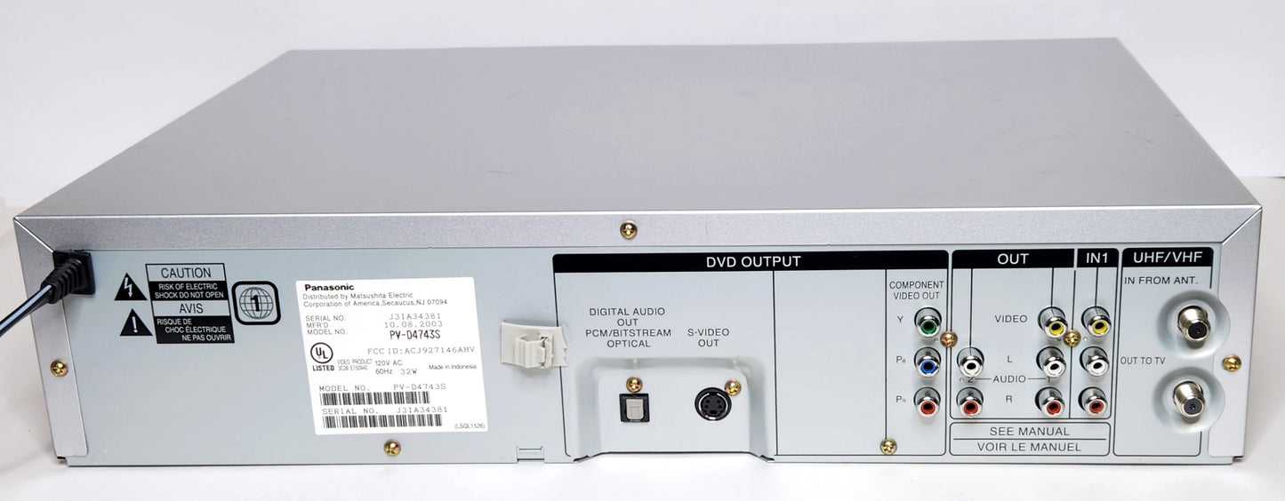 Panasonic PV-D4743S Omnivision VCR/DVD Player Combo - Rear