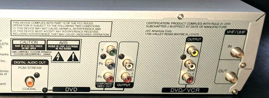JVC HR-XVC29SU VCR/DVD Player Combo - Connections