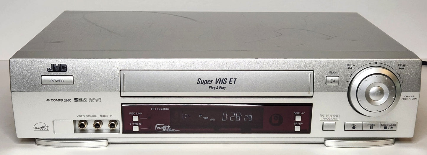 JVC HR-S3910U VCR, 4-Head Hi-Fi Stereo, Super VHS - Front
