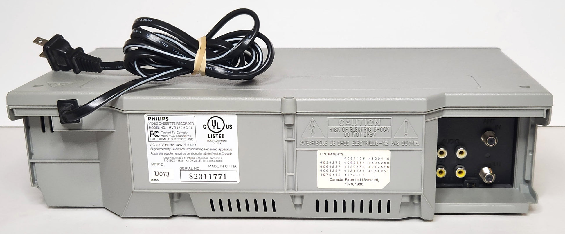 Magnavox MVR430 VCR, 4-Head Mono - Rear