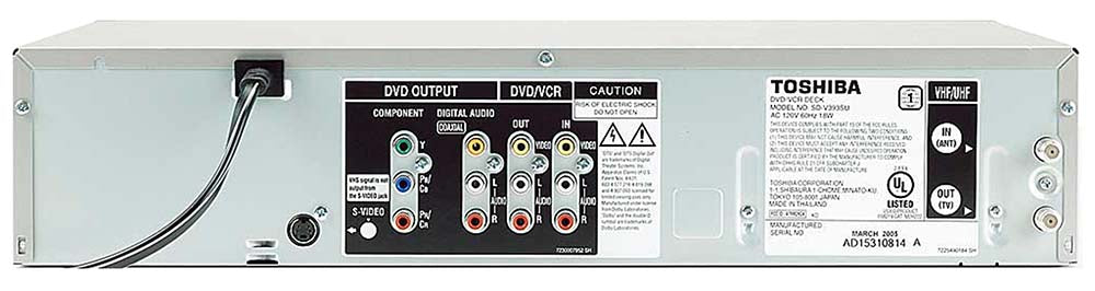 Toshiba SD-V393SU VCR/DVD Player Combo - Rear