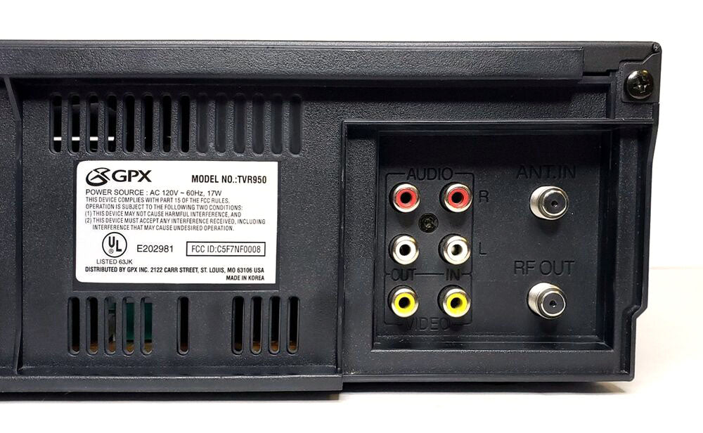 GPX TVR950 VCR, 4-Head Hi-Fi Stereo - Connections