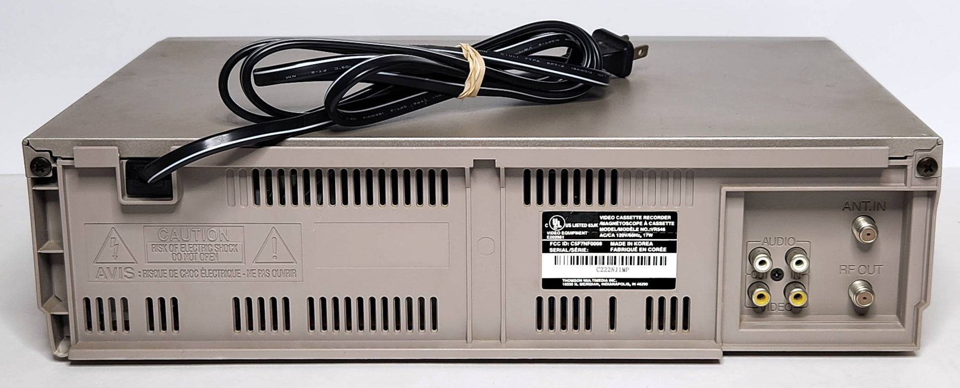RCA VR546 VCR, 4-Head Mono - Back