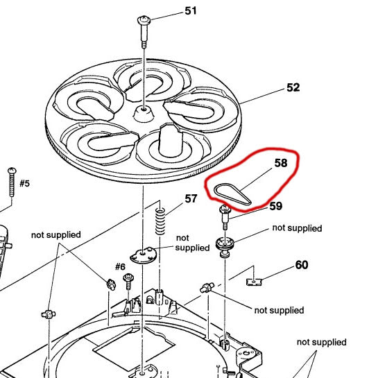 Carousel Belt for Sony 5-Disc CD Changers 1989-1992, 4-926-399-01