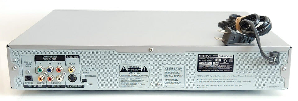 Sony DVP-NC675P DVD/CD Player, 5 Disc Carousel Changer, Silver - Rear