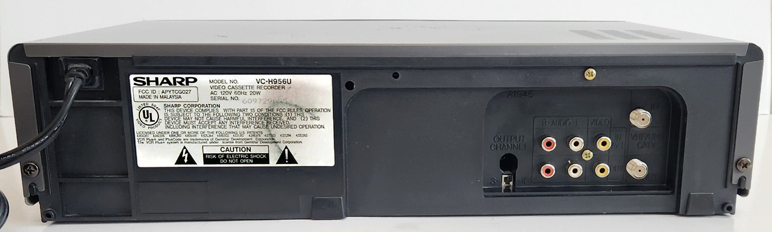 Sharp VC-H956U VCR, 4-Head Hi-Fi Stereo - Rear
