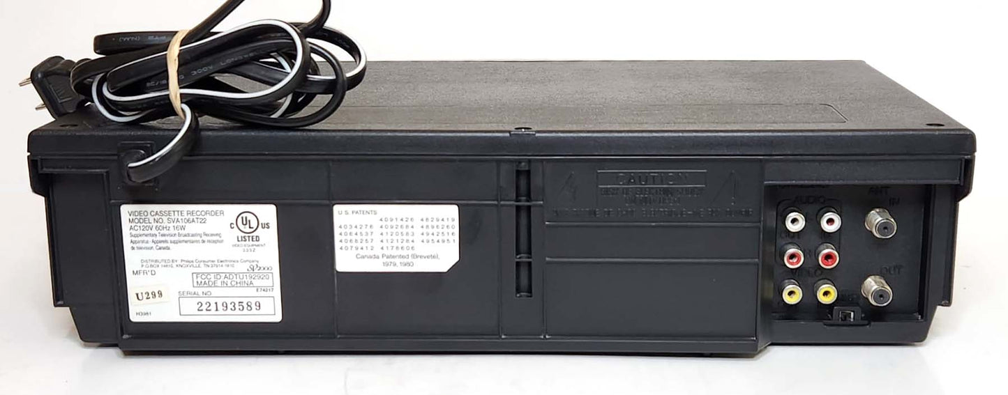 SV2000 SVA106 VCR, 4-Head Hi-Fi Stereo - Rear