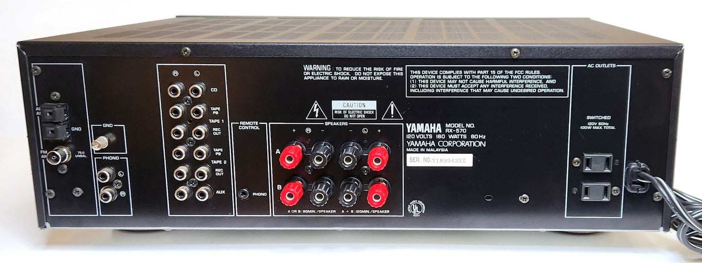 Yamaha RX-570 Natural Sound 2-CH Stereo FM/AM Receiver - Rear