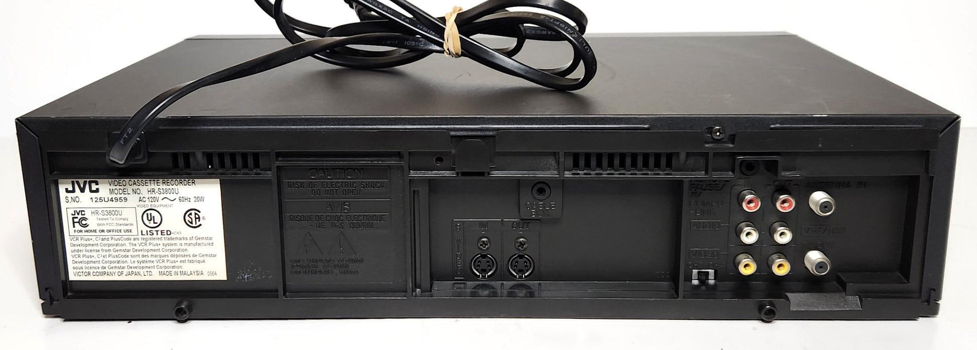 JVC HR-S3800U VCR, 4-Head Hi-Fi Stereo, Super VHS - Rear