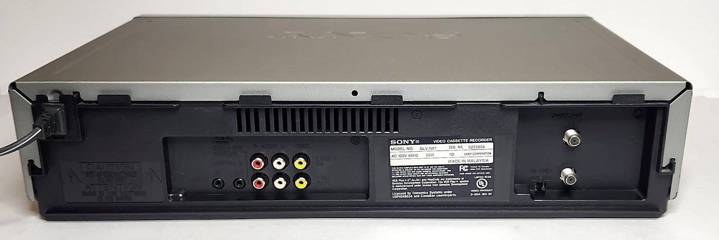 Sony SLV-N81 VCR, 4-Head Hi-Fi Stereo - Rear