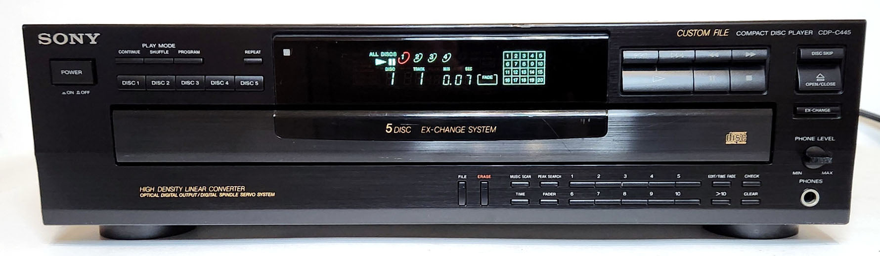 Sony CDP-C445 5-Disc Carousel CD Changer - Front