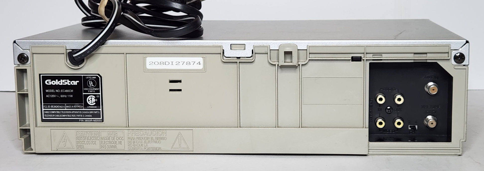 LG (GoldStar) EC480CM VCR, 4-Head Mono - Rear