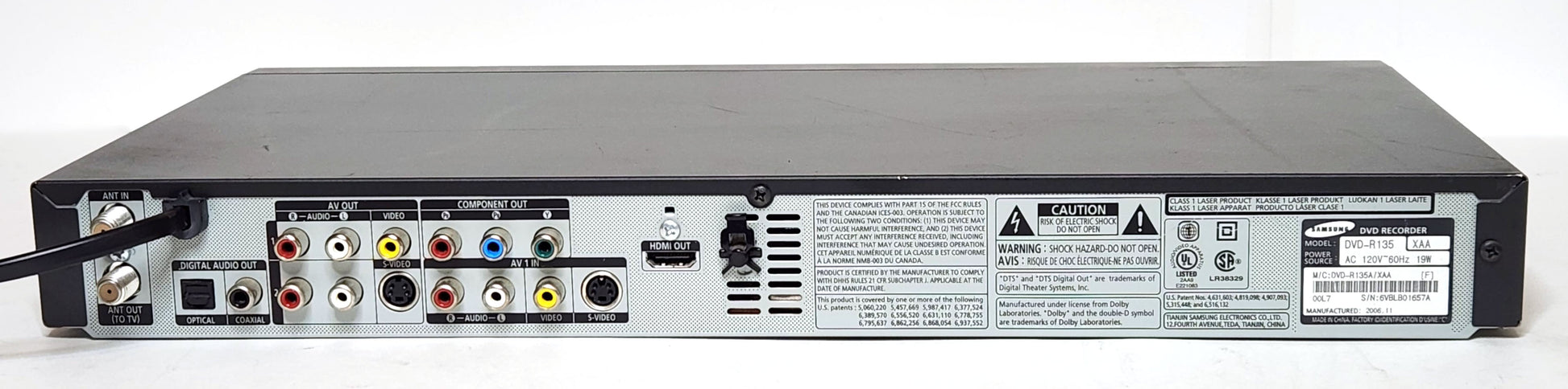 Samsung DVD-R135 DVD Recorder with HDMI - Rear