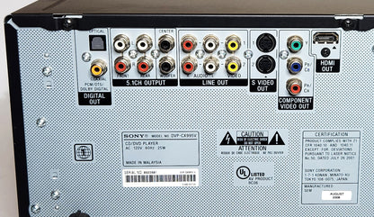 Sony DVP-CX995V MegaStorage 400 DVD/CD Changer with HDMI - Connections and Label