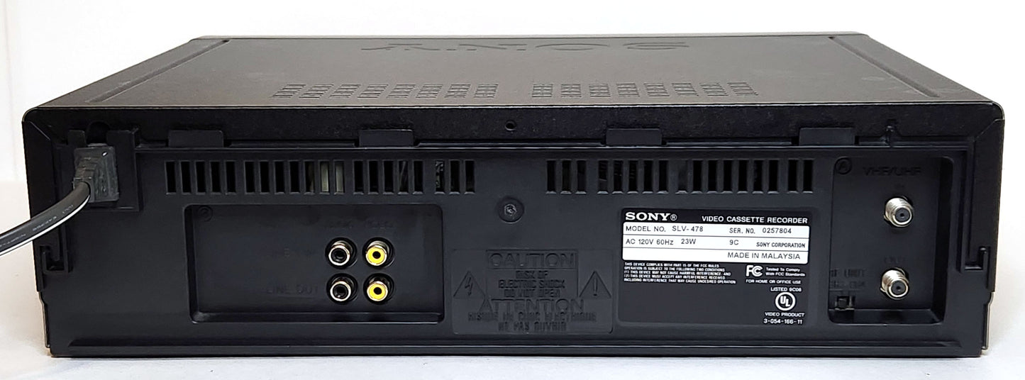 Sony SLV-478 VCR, 4-Head Mono - Rear
