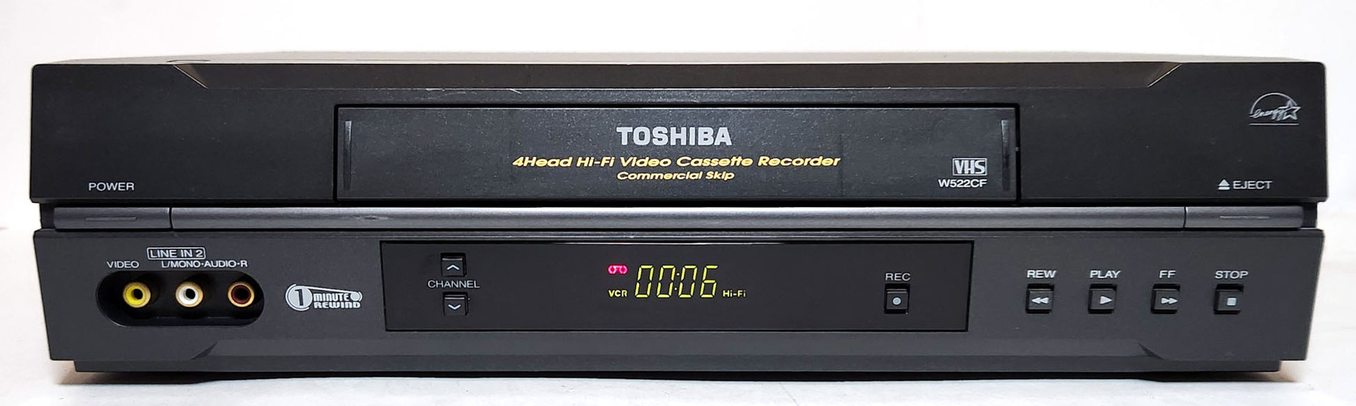 Toshiba W-522 VCR, 4-Head Hi-Fi Stereo - Front
