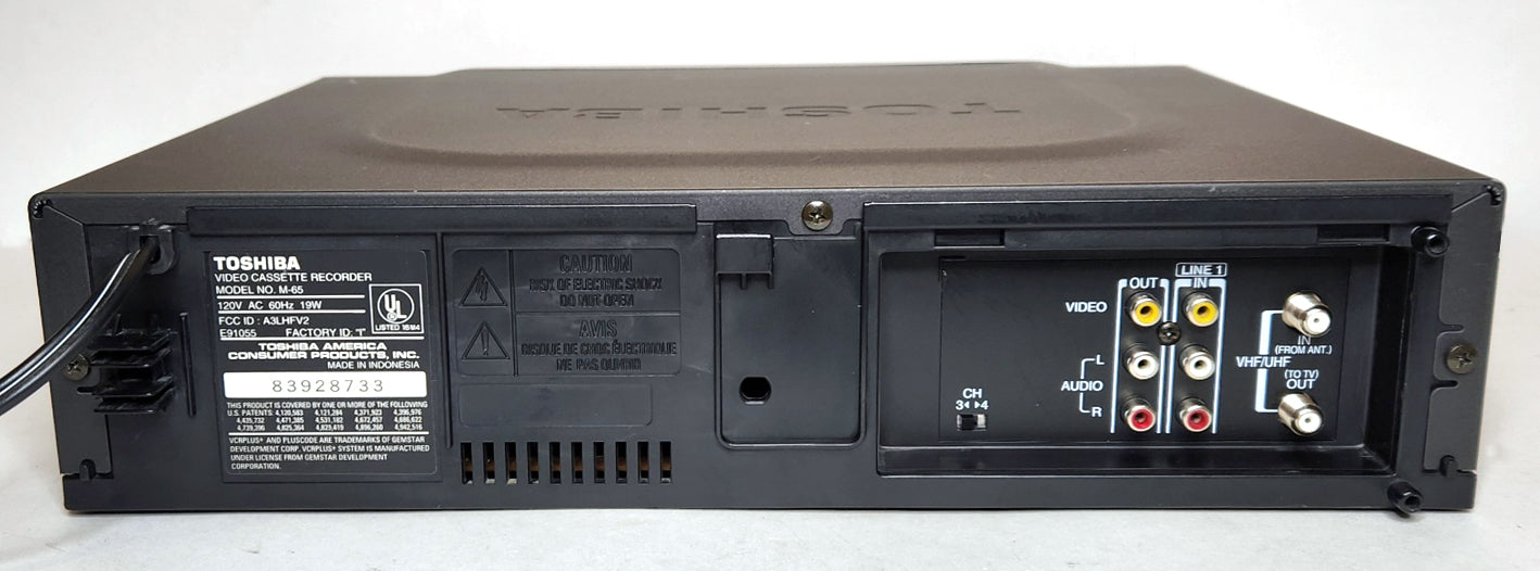 Toshiba M-65 VCR, 4-Head Hi-Fi Stereo - Rear