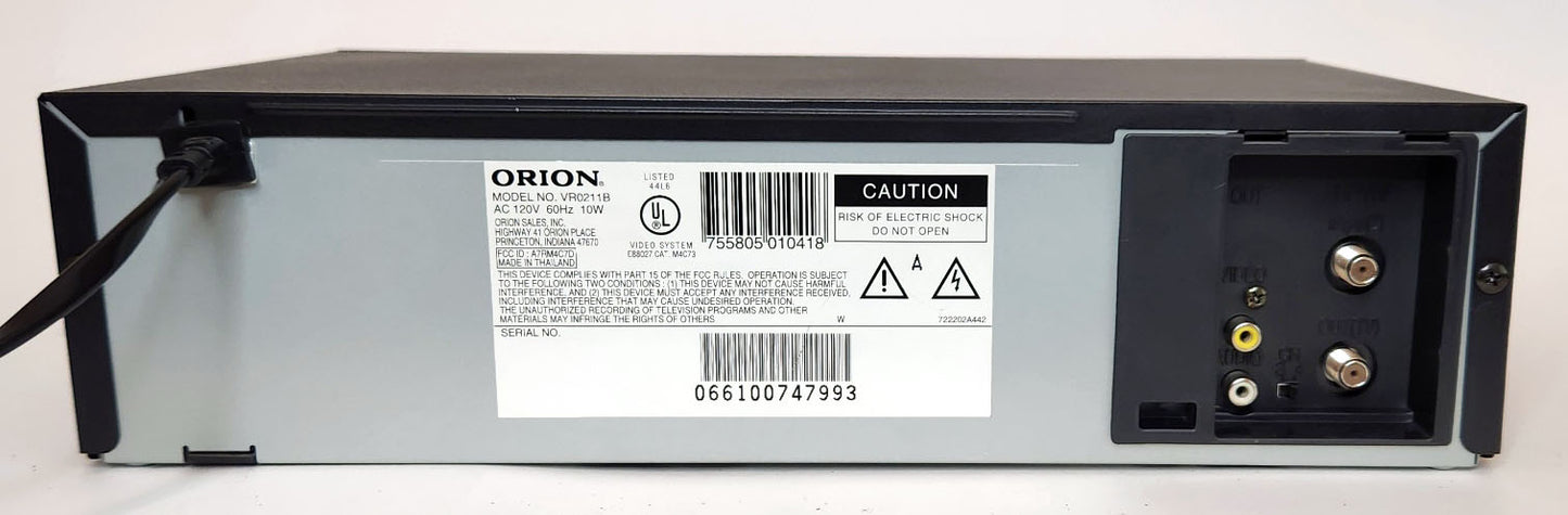 Orion VR0211B VCR, 2-Head Mono - Rear