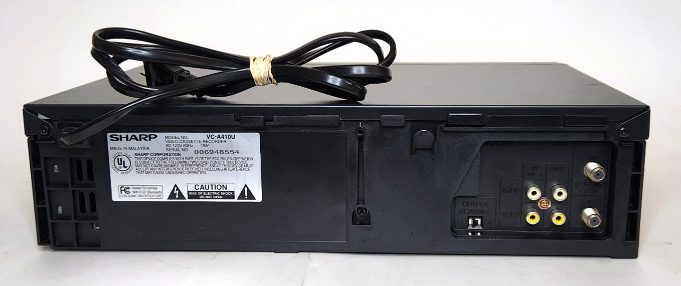 Sharp VC-A410U VCR, 4-Head Mono - Rear