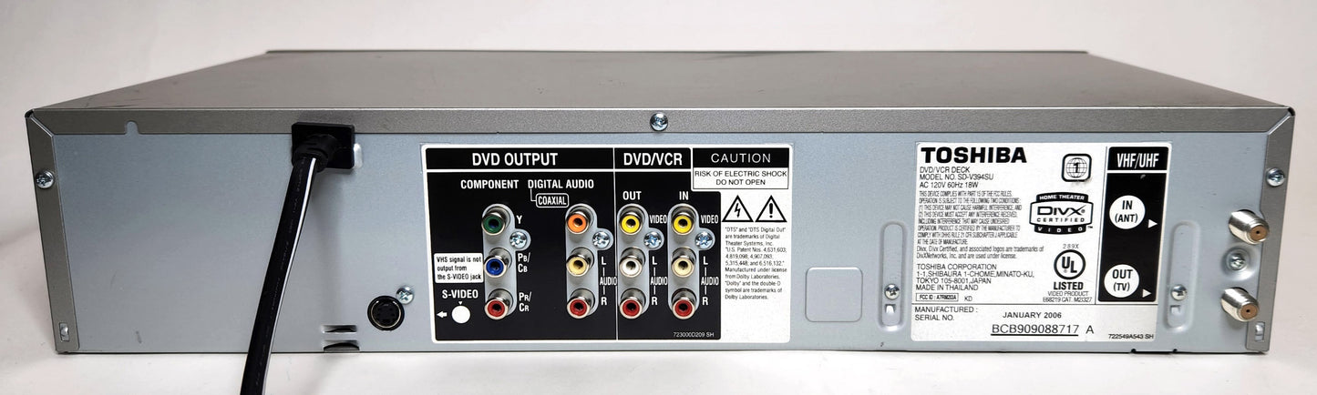 Toshiba SD-V394SU VCR/DVD Player Combo - Rear