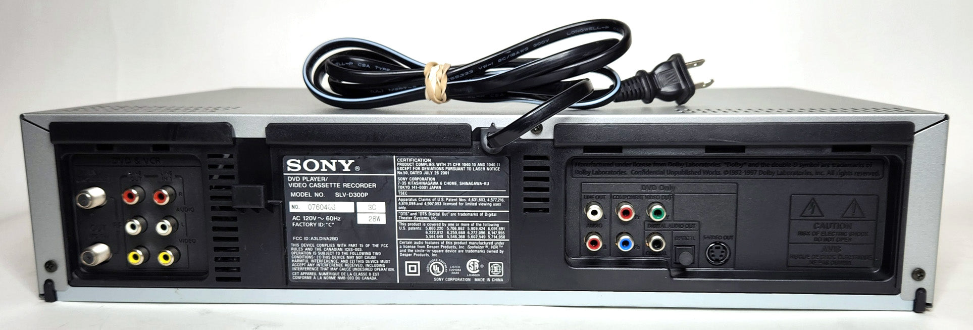 Sony SLV-D300P VCR/DVD Player Combo - Rear