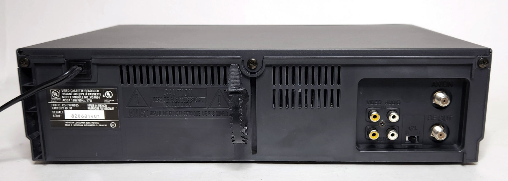 GE VG4064 VCR, 4-Head Mono - Rear