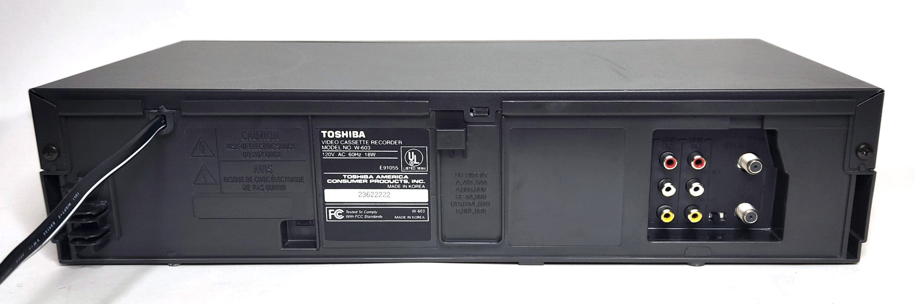 Toshiba W-603 VCR, 4-Head Hi-Fi Stereo - Rear