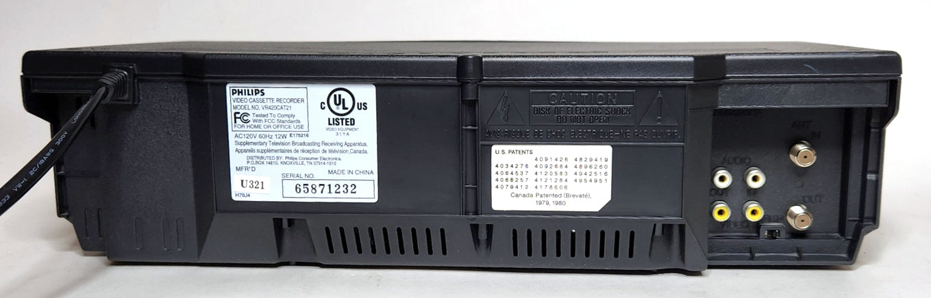 Philips VR420CAT VCR, 4-Head Mono - Rear