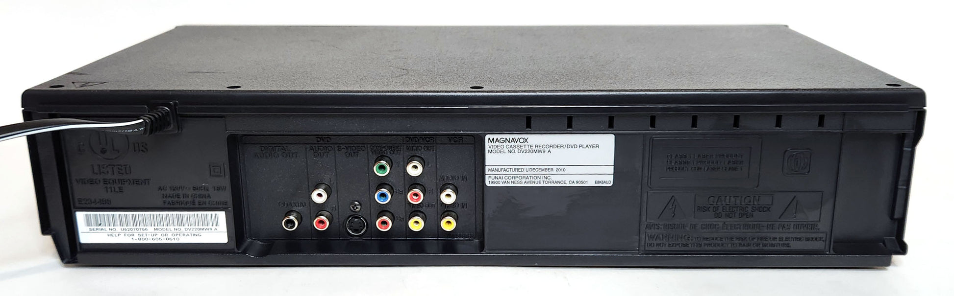 Magnavox DV220MW9 VCR/DVD Player Combo - Rear