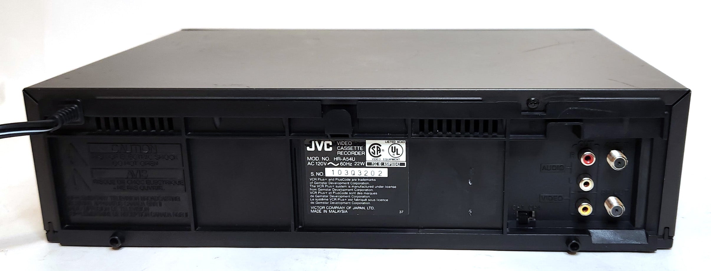 JVC HR-A54U VCR, 4-Head Hi-Fi Stereo VHS Player Recorder – VCR-DVD.com