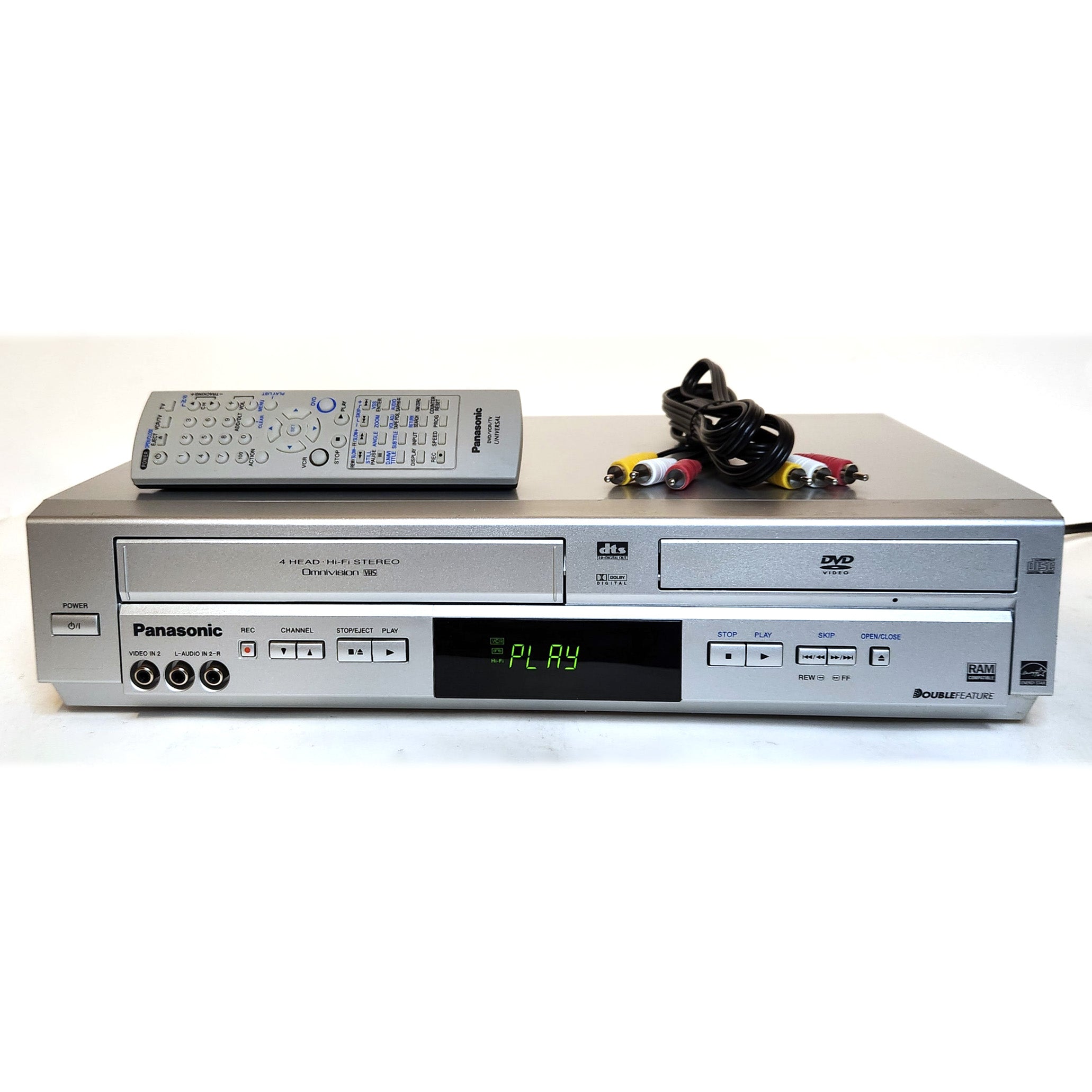 Panasonic Model PV-D4744S Dual outlet DVD Player & VCR Player Recorder / Remote/cables