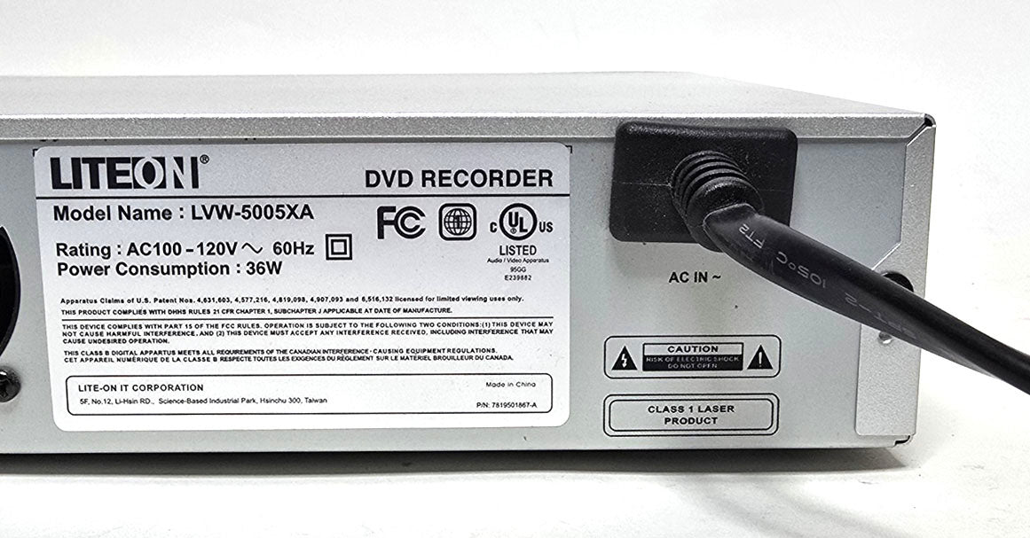 Liteon LVW-5005X DVD Recorder - Label