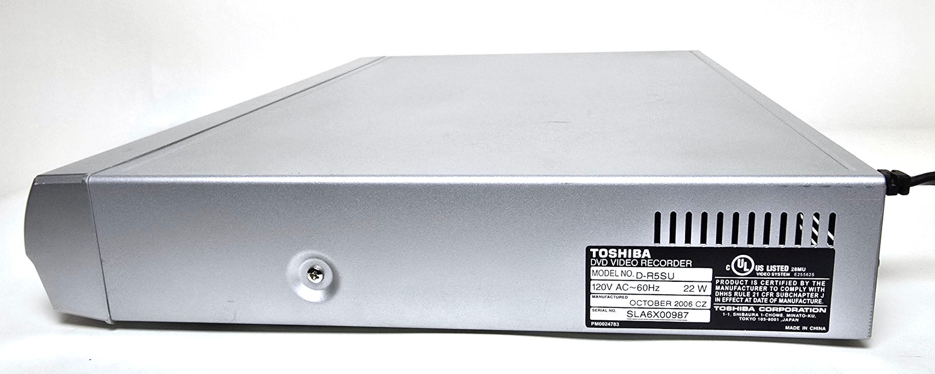 Toshiba D-R5SU DVD Recorder with HDMI - Label