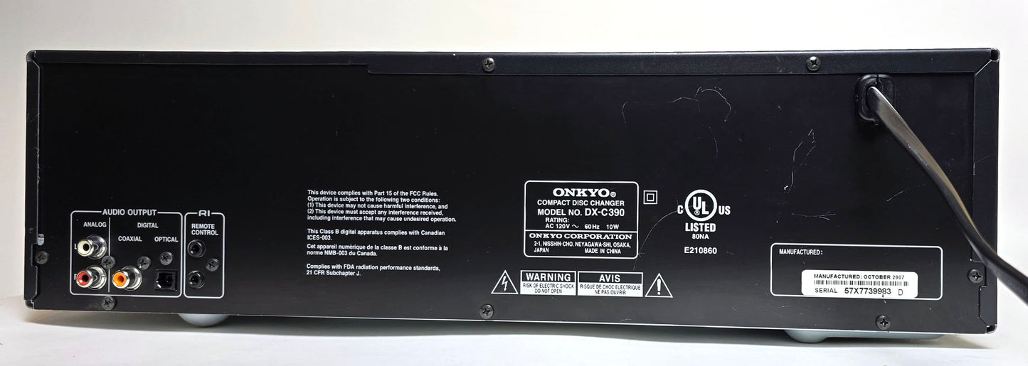 Onkyo DX-C390 6-Disc Carousel CD Changer - Rear