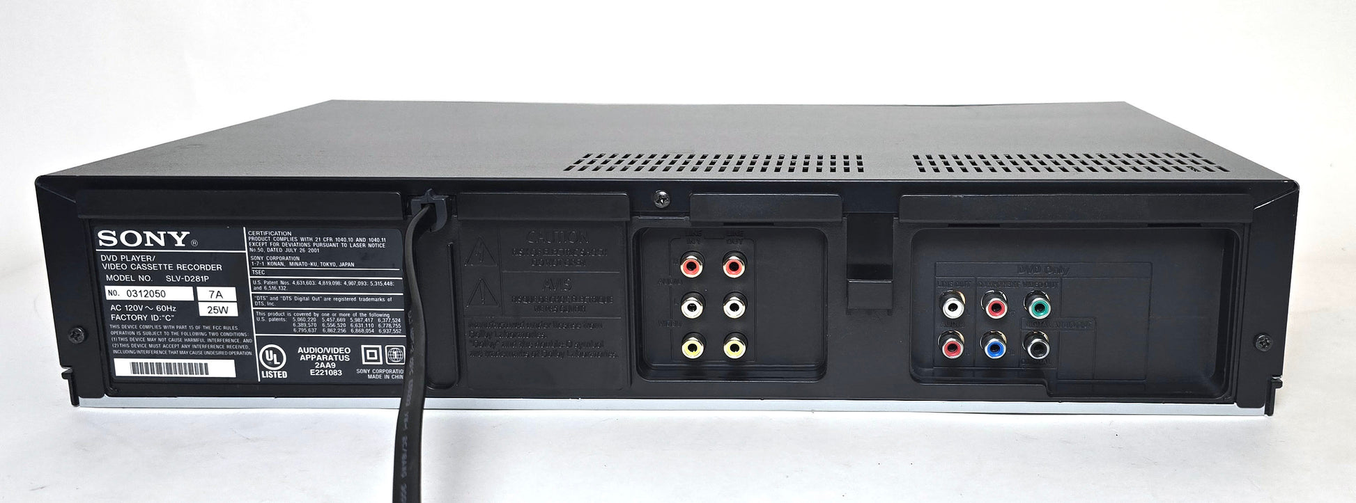 Sony SLV-D281P VCR/DVD Player Combo - Rear