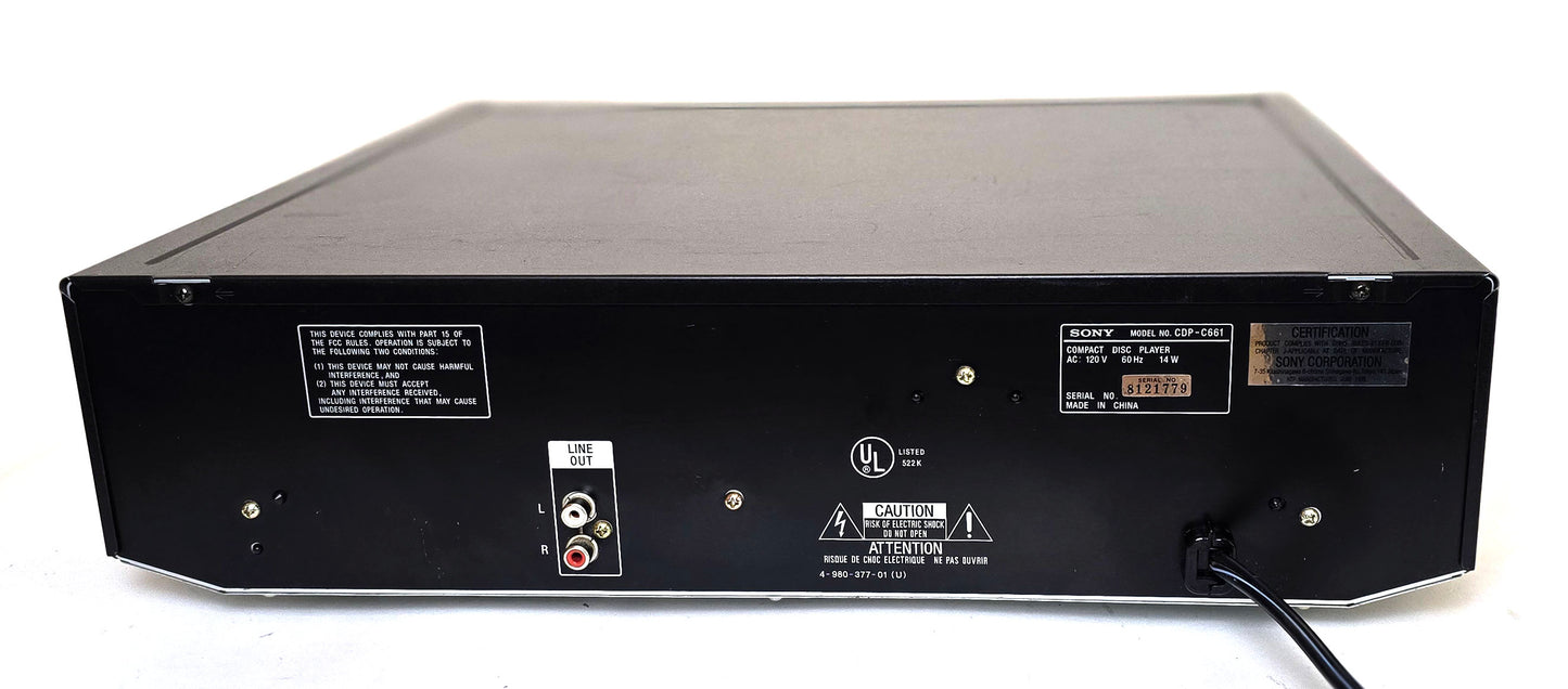 Sony CDP-C661 5-Disc Carousel CD Changer - Rear