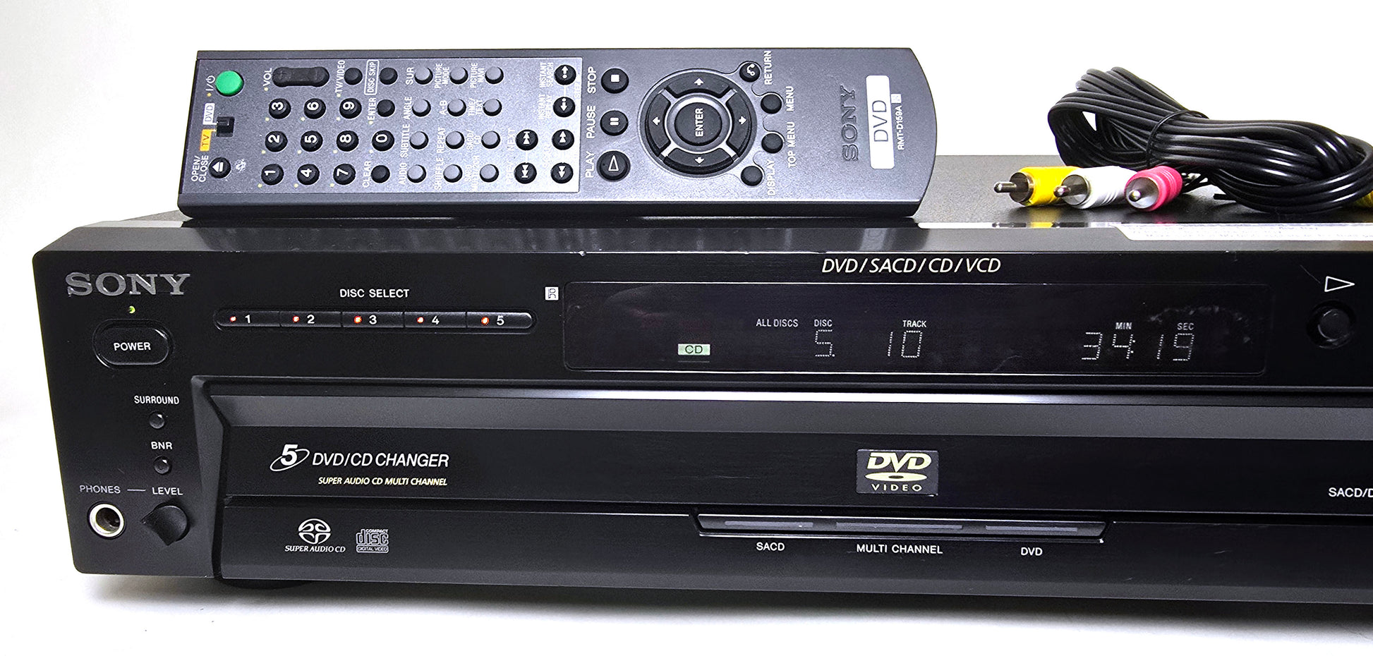 Sony DVP-NC650V DVD/CD/SACD Player, 5 Disc Carousel Changer - Left
