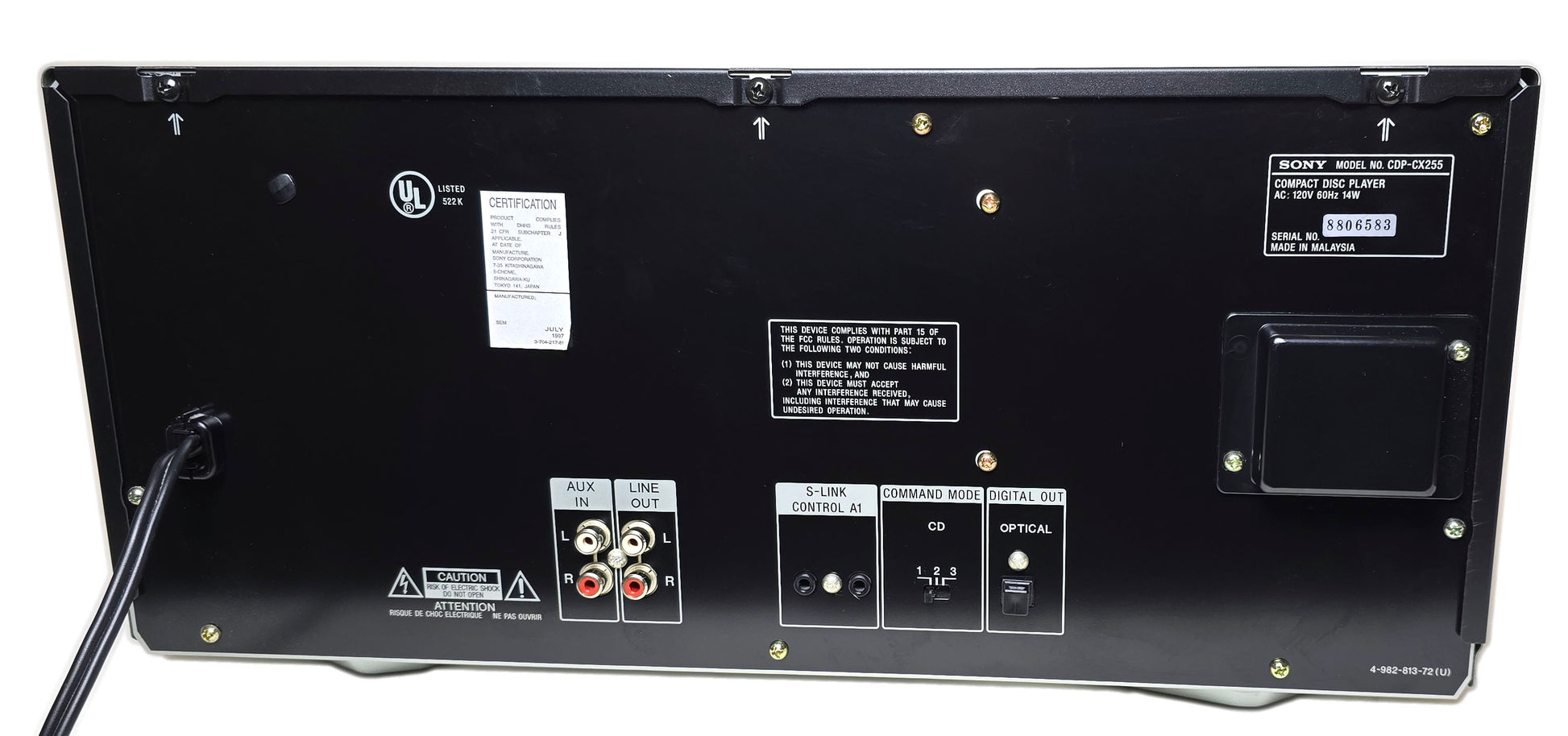 Sony CDP-CX255 MegaStorage 200 CD Changer - Rear