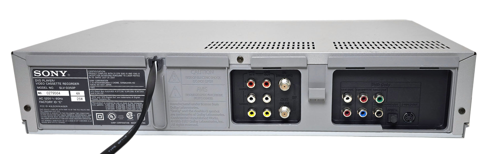 Sony SLV-D350P VCR/DVD Player Combo - Rear
