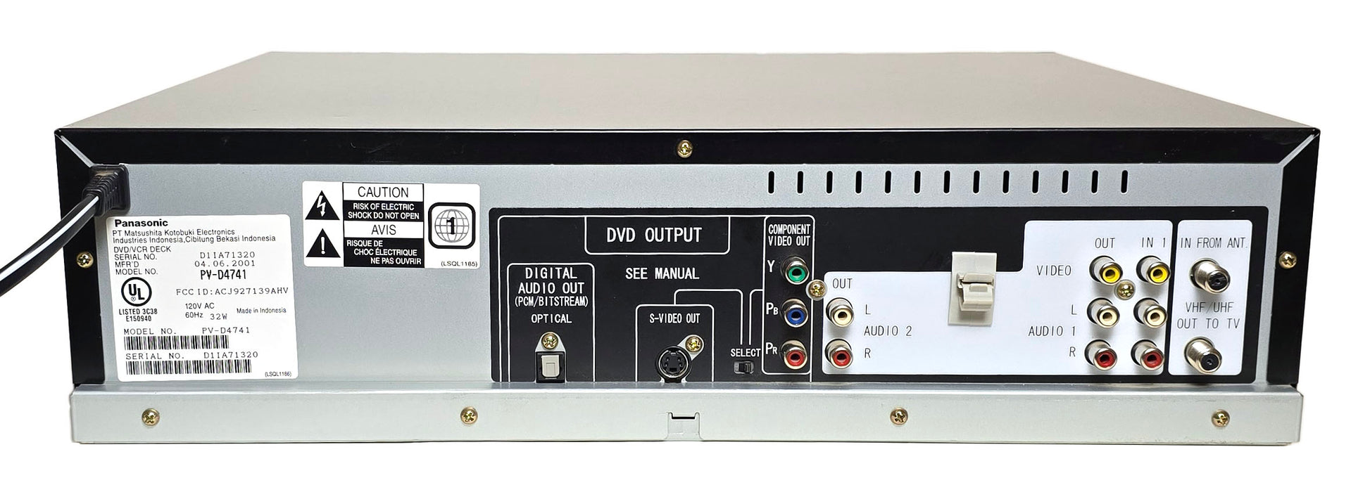 Panasonic PV-D4741 Omnivision VCR/DVD Player Combo - Rear
