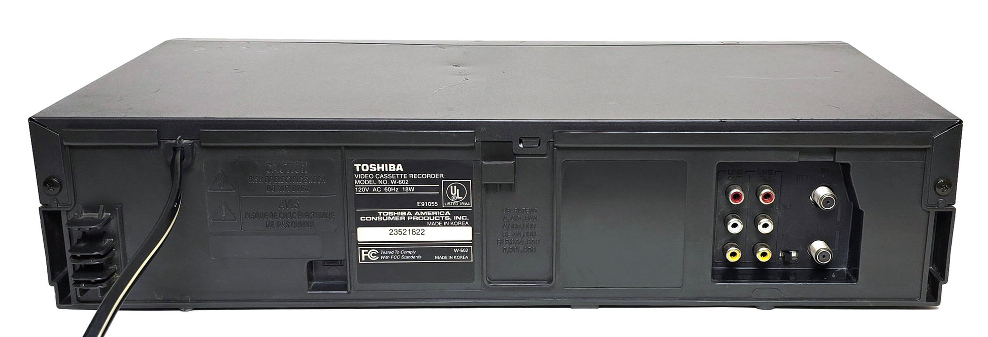 Toshiba W-602 VCR, 4-Head Hi-Fi Stereo - Rear