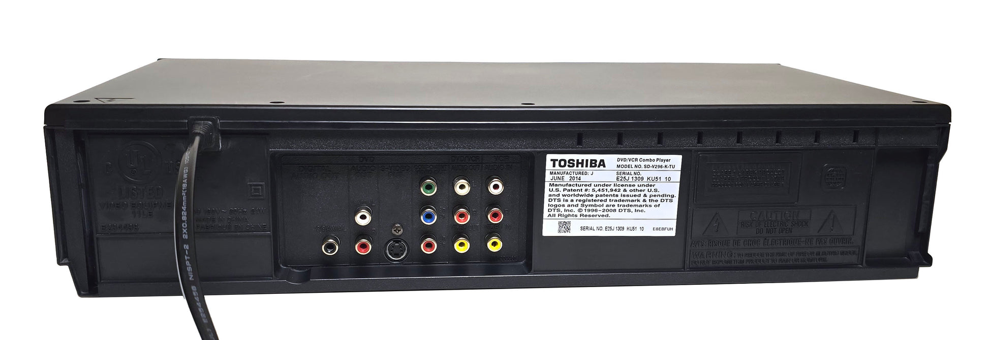 Toshiba SD-V296-K-TU VCR/DVD Player Combo - Rear