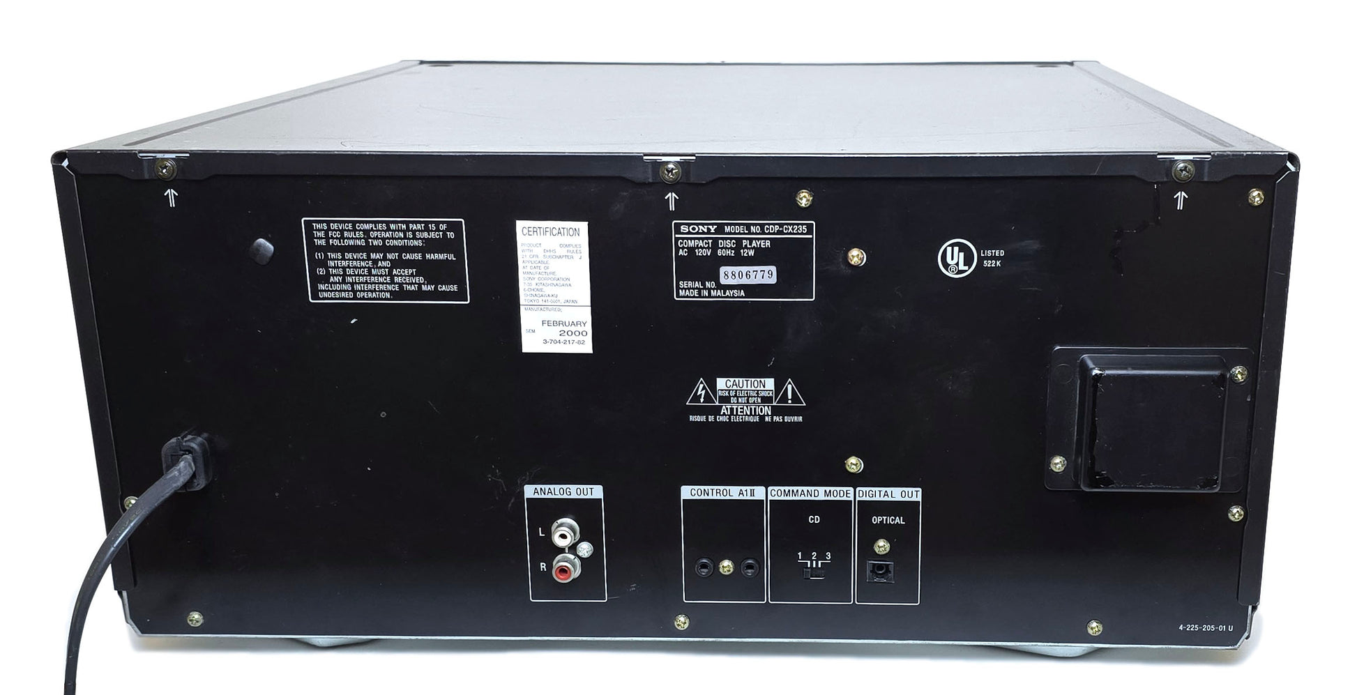 Sony CDP-CX235 MegaStorage 200 CD Changer - Rear