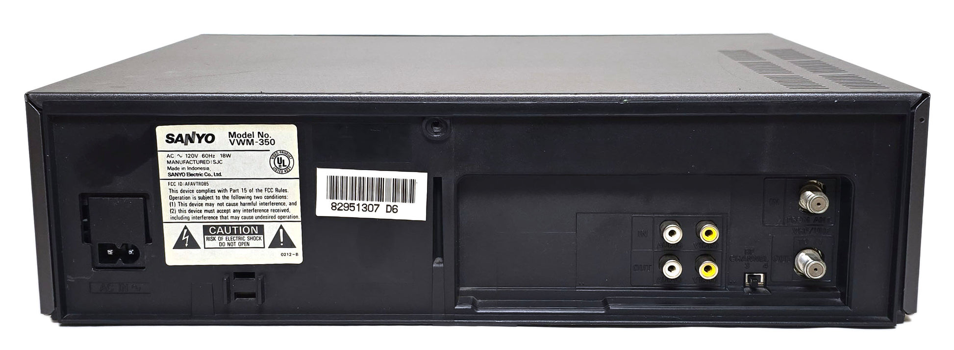 Sanyo VWM-350 VCR, 4-Head Mono - Rear